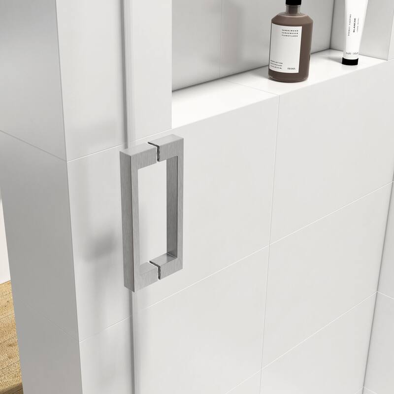 Sliding Frameless Shower Door with 3/8 Inch (10mm) Thick Tampered Glass