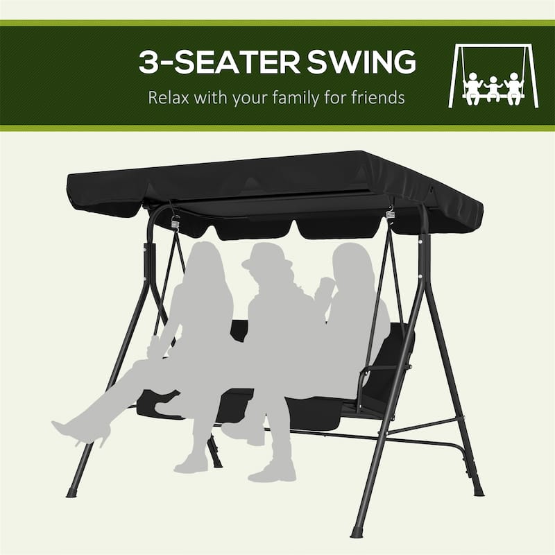 3-Seat Outdoor Patio Swing Chair