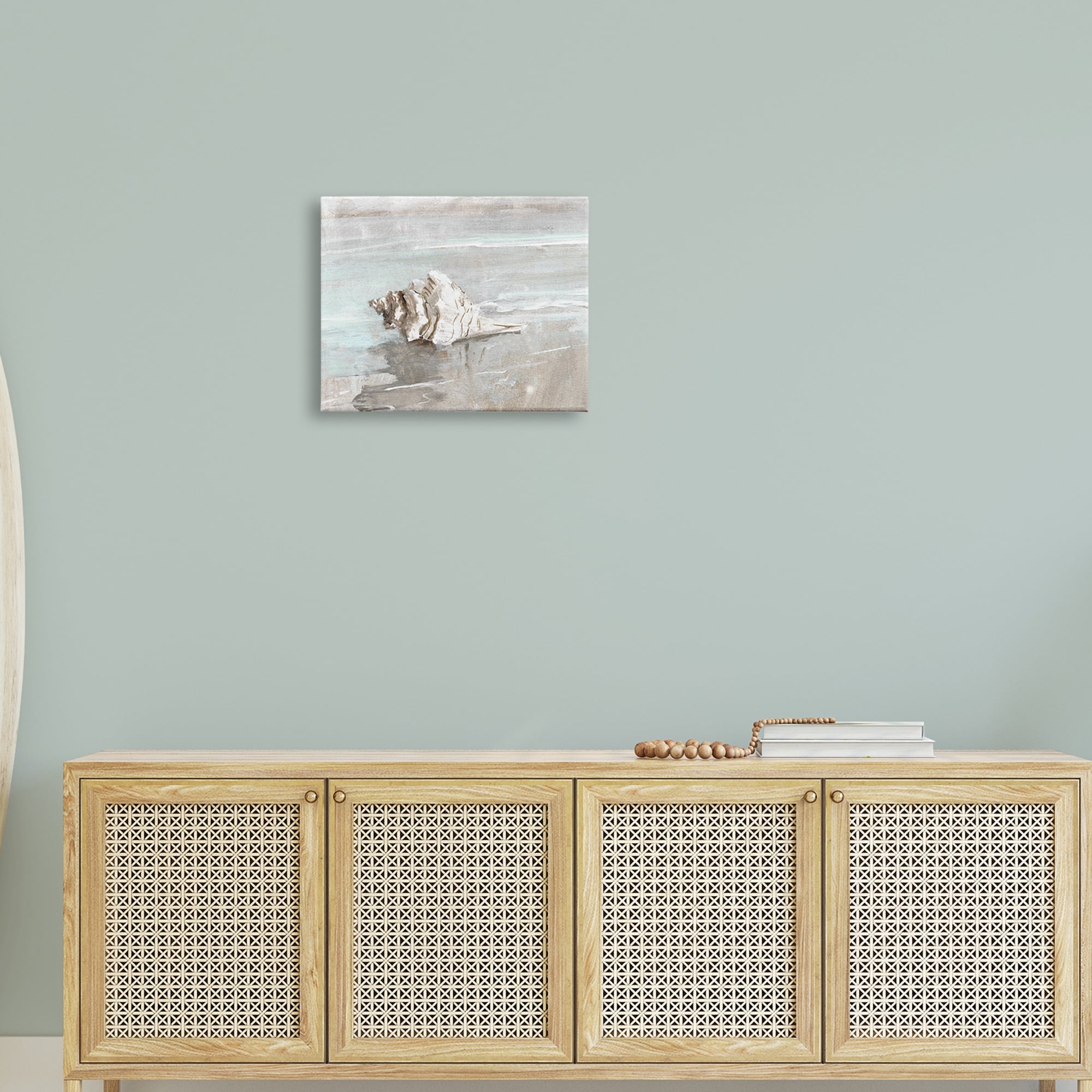 Stupell Conch Resting on Quiet Shore Animal Sea Life Canvas Wall Art - Grey-image