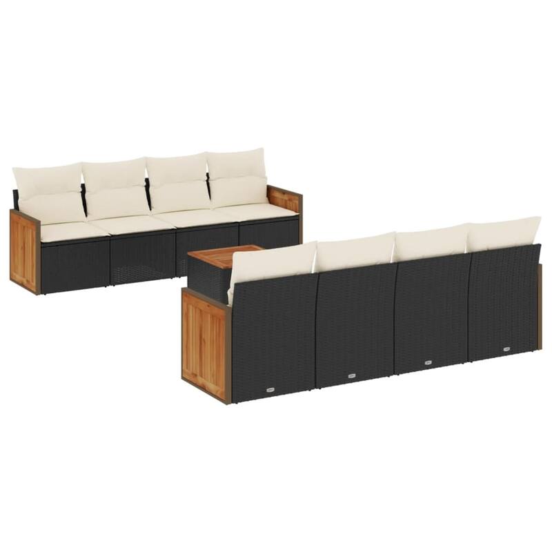 vidaXL Patio Sofa Set with Cushions Outdoor Furniture 9 Piece Poly Rattan