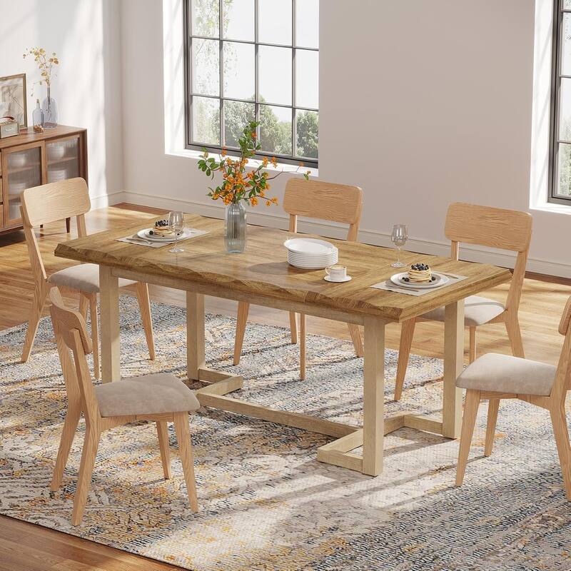 63" Rectangular Wood Dining Table, Kitchen Table for Dining/Living Room