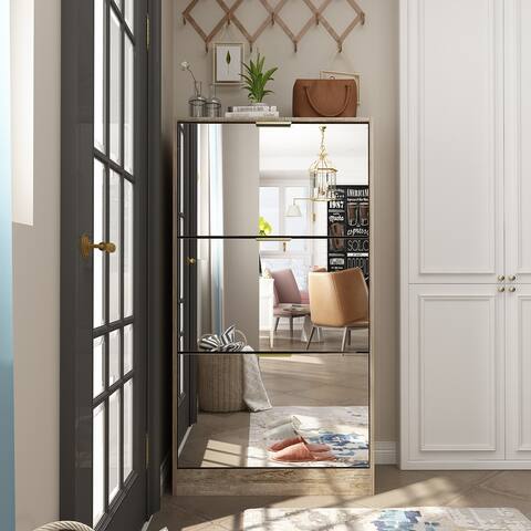 Kerrogee Floor Standing Mirror Shoe Cabinet Closet Shoe Organizers