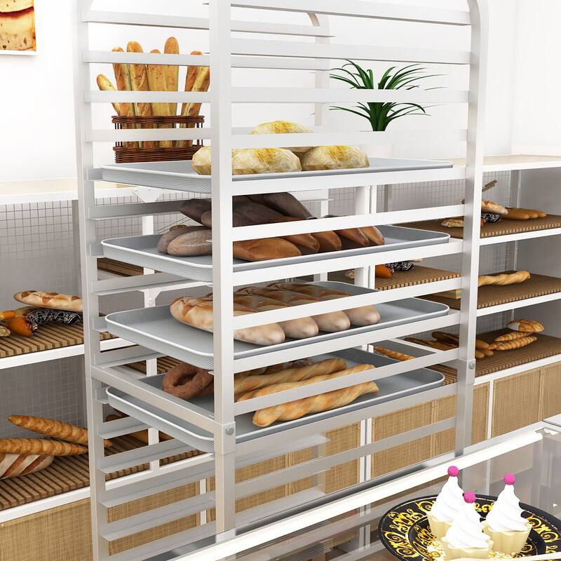 Gymax 20-tier Bun Pan Speed Rack w/ Lockable Rubber Wheels 3'' Spacing