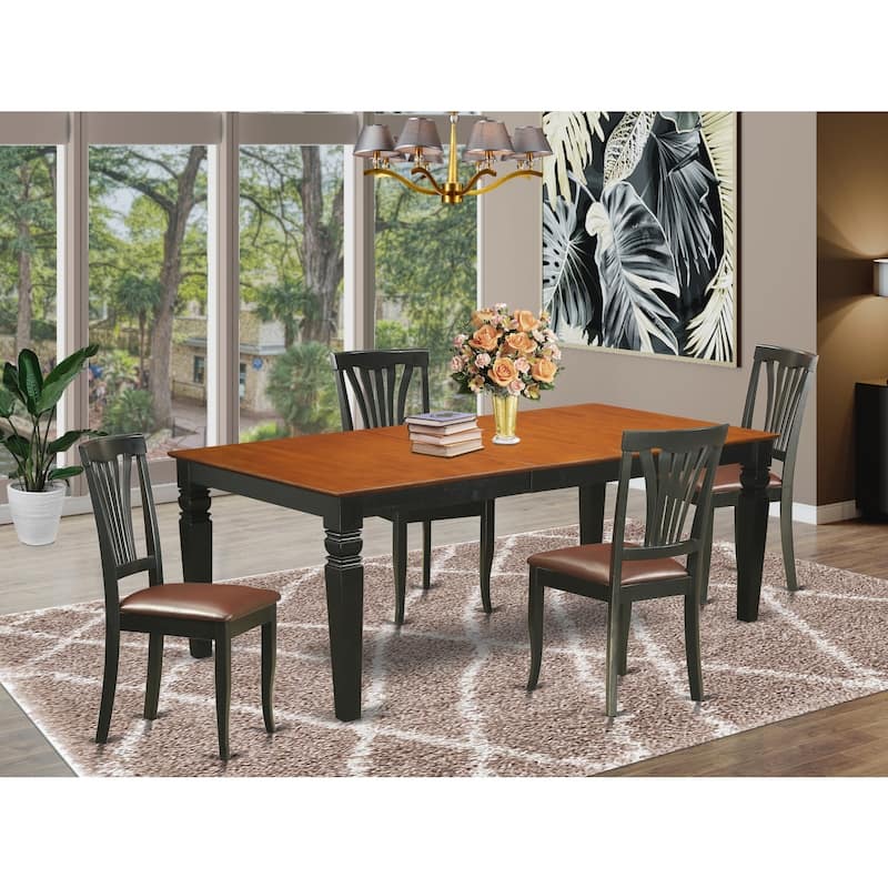 Dining Room Set 9 Piece - Kitchen Table with Chairs - Modern Black Finish - Hardwood Construction