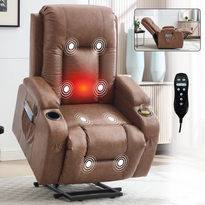 PU Infinite Position Up to 350 LBS Power Lift Recliner Chair for Elderly, Heavy Duty Motion Mechanism