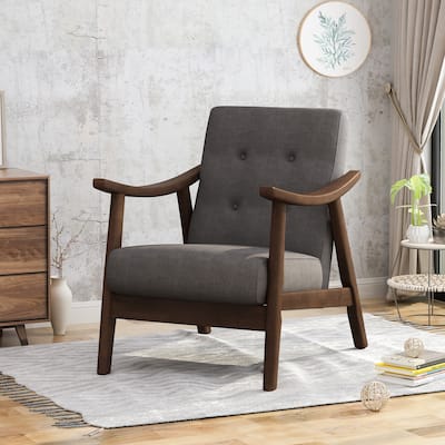 Tufted Upholstered Armchair, Mid-Century Modern Accent Chair,Wingback Chairs Living Room Chair Lounge Chair,1-Piece,Dark Gray