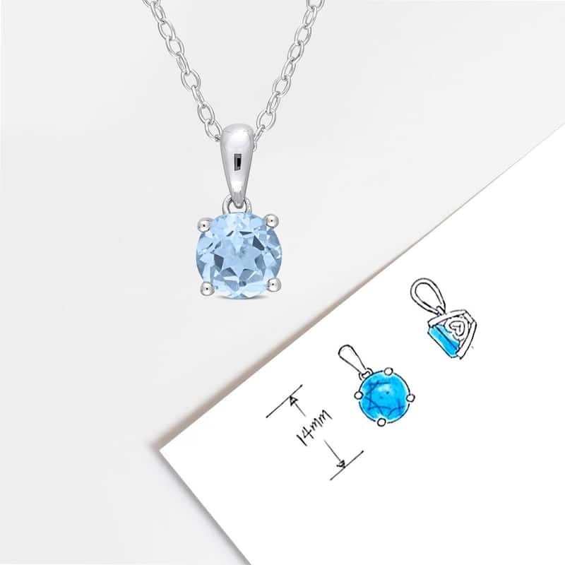 Miadora Birthstone Gemstone Heart Design Solitaire Necklace Sterling Silver