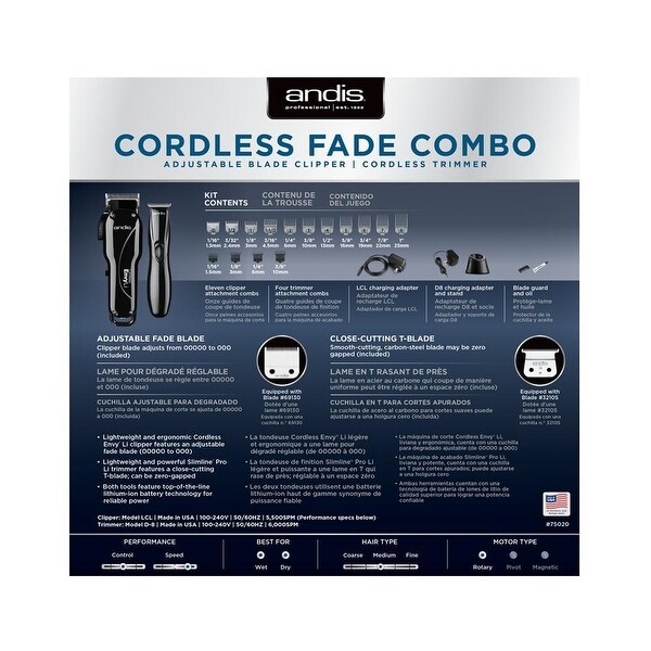 andis 75020 cordless fade combo