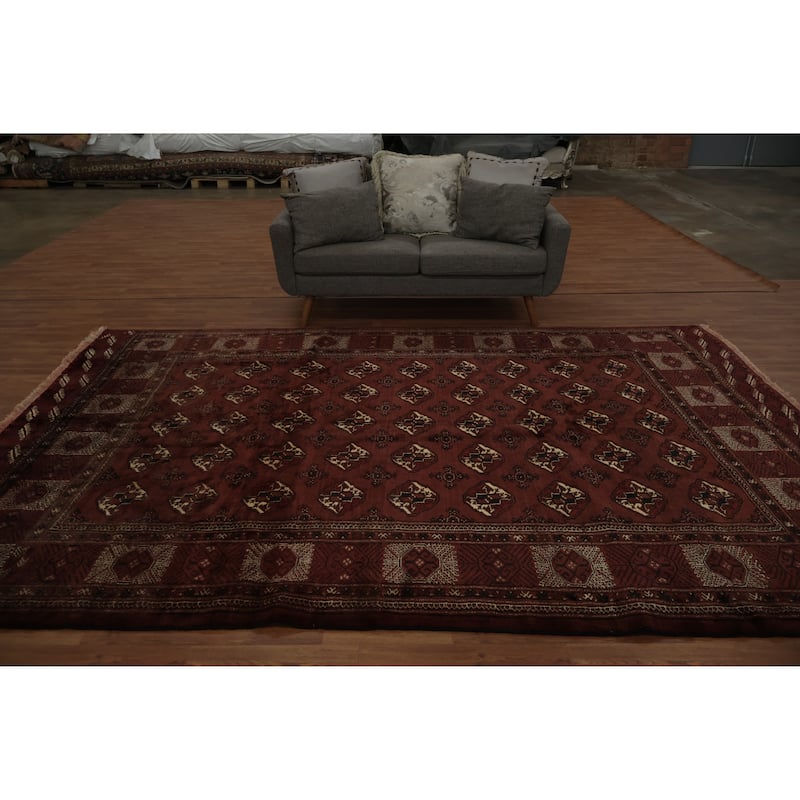 Hand Knotted Oriental 100% Wool Carpet Traditional All-Over Oranges & Rust Turkoman Area Rug - 11' 3'' X 7' 8''