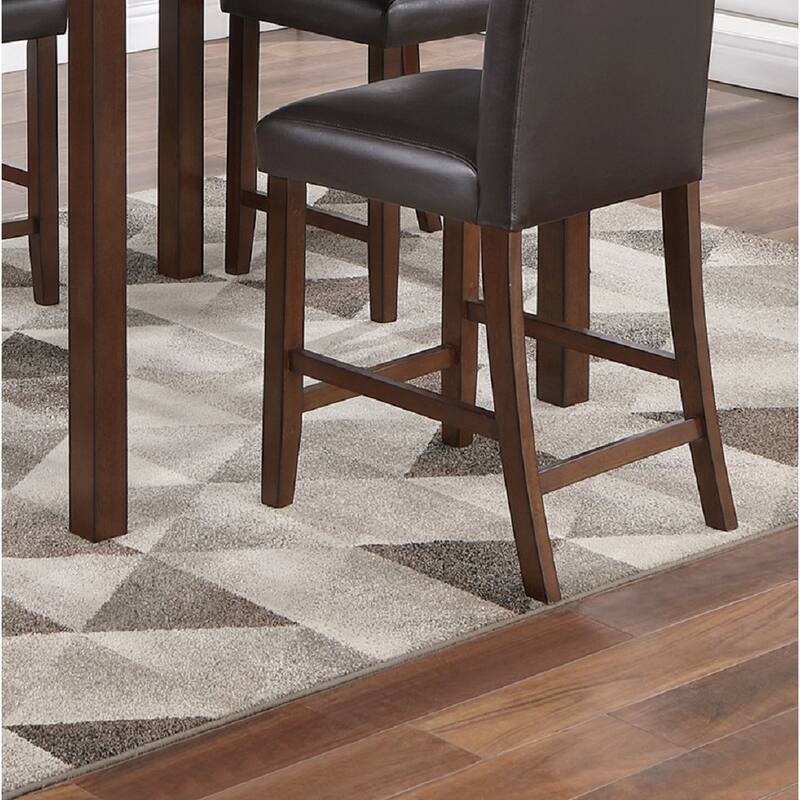 5 Pcs Counter Height Dining Set, Kitchen Dining Room Furniture Set with Faux Marble Square Table and Faux Leather Chairs