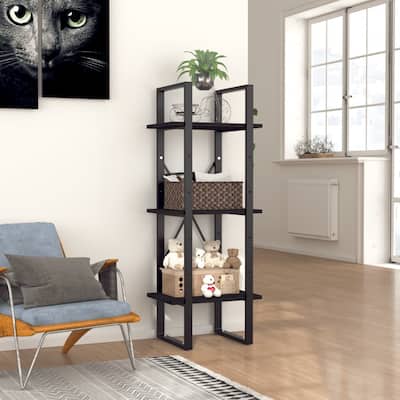 vidaXL 3-Tier Book Cabinet Black 15.7"x11.8"x41.3" Chipboard - 15.7" x 11.8" x 41.3" - 15.7" x 11.8" x 41.3"