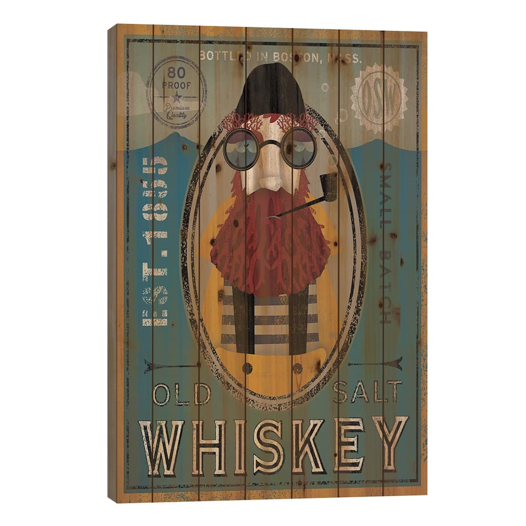 Old Salt Whiskey (Fisherman IV) Print On Wood by Ryan Fowler - Multi-Color