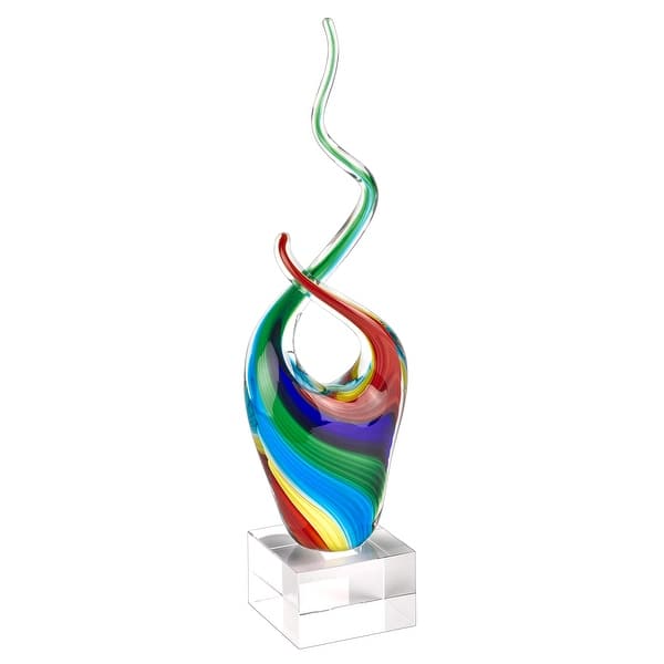 11 Multicolor Art Glass Abstract Centerpiece On Crystal Base 11 Multicolor Art Glass Abstract Centerpiece On Crystal Base