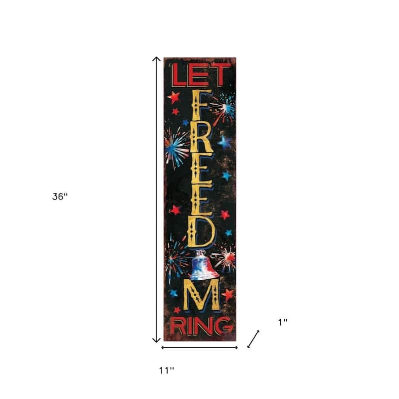 HomeRoots 36" Blue Red And White Solid Wood Patriotic Welcome Reversible Porch Sign