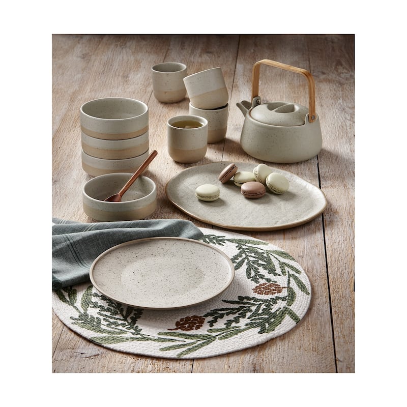 Speckle Glaze Taupe Brown Appetizer Plates Set of 4 Porcelain Dishwasher Safe 8.3 Inch Dining Plates - Yellow