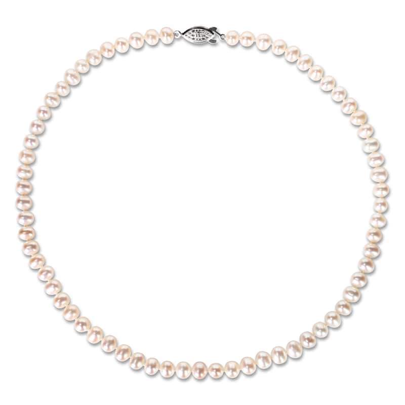 3 Pc. 6-7 MM Cultured FW Pearl Jewelry Set in Silvertone by Miadora - 7 inch x 7.4 mm x 6.5 high