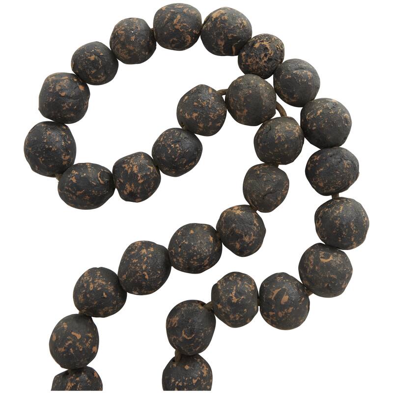 Ceramic Handmade Round Intricately Shaped Large Distressed Beaded Garland with Tassel - Roche River Decor