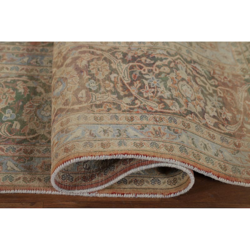 Traditional Large Kashan Persian Rug Hand-Knotted Wool Carpet - 9'7" x 14'4"