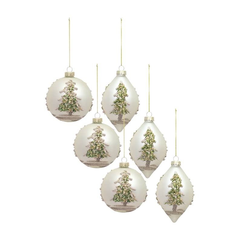 Glass Ornament (Set of 6) - Green