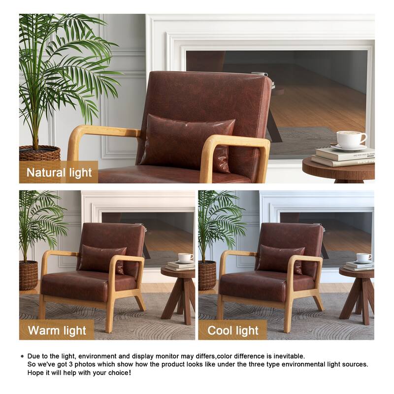 Mid Century Modern Upholstered Accent Chair with Pillow