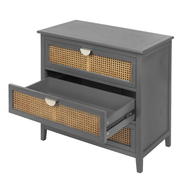 3 Drawer Cabinet Natural rattan living room and study