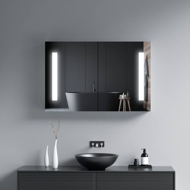 36"W x 24"H Lighted Bathroom Medicine Cabinet with Mirror, Double Door