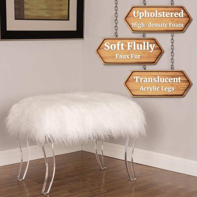 Glitzhome 24"L Modern Luxury Acrylic Ottoman Bench