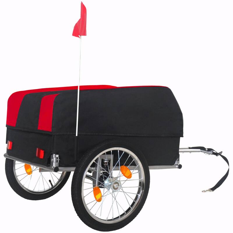 Heavy-Duty Bike Cargo Trailer with Removable Waterproof Cover - 88 lbs Capacity, 16" All-Terrain Wheels