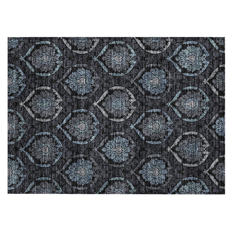 Machine Washable Indoor/ Outdoor Chantille Traditional Damask Rug