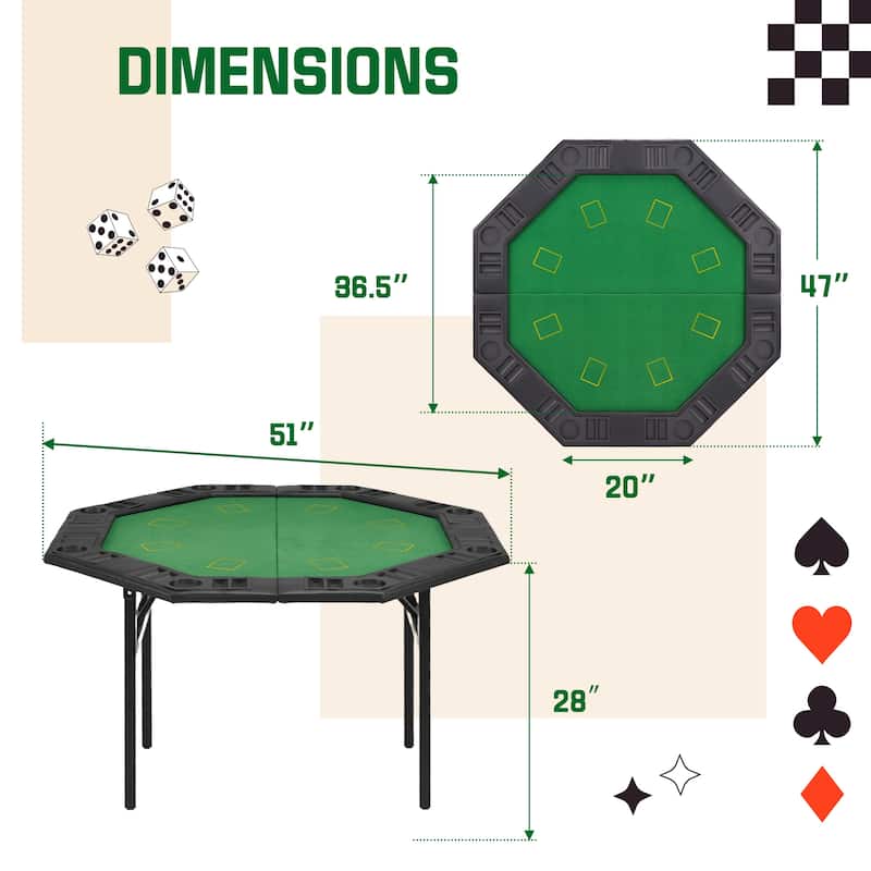 AVAWING 8 Players Foldable Poker Table Octagon Game Table