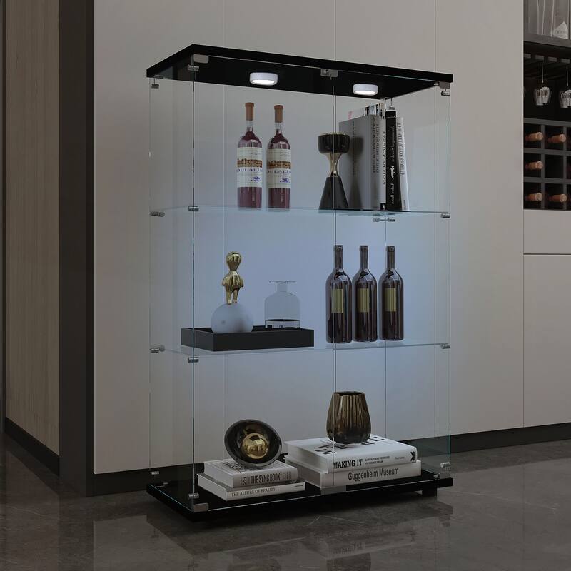 Tempered Glass Display Cabinet with Battery-powered Paipai Light