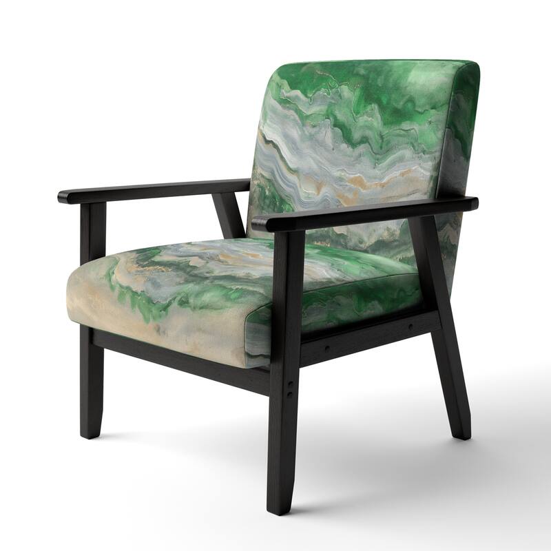 Designart "Coast Blue Sea Waves Watercolour" Upholstered Abstract Accent Chair - Modern Arm Chair For Bedroom