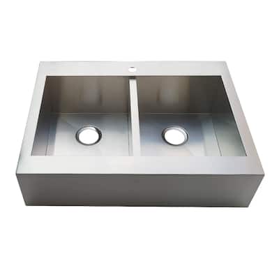 Kingston Brass Edinburg 32-1/2" Farmhouse Double Basin Stainless Steel