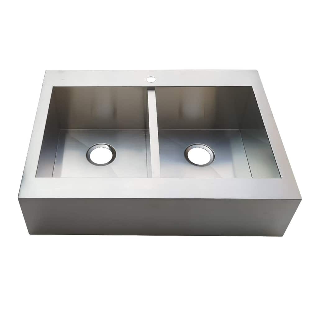 Kingston Brass Edinburg 32-1/2" Farmhouse Double Basin Stainless Steel