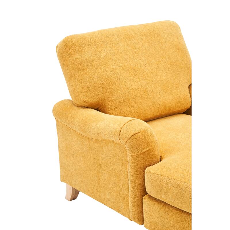 Modern Mid-Century Yellow Foam Chaise Lounger Sofa