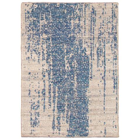 ECARPETGALLERY Hand-knotted Loreto Dark Blue Wool Rug - 5'7 x 7'9