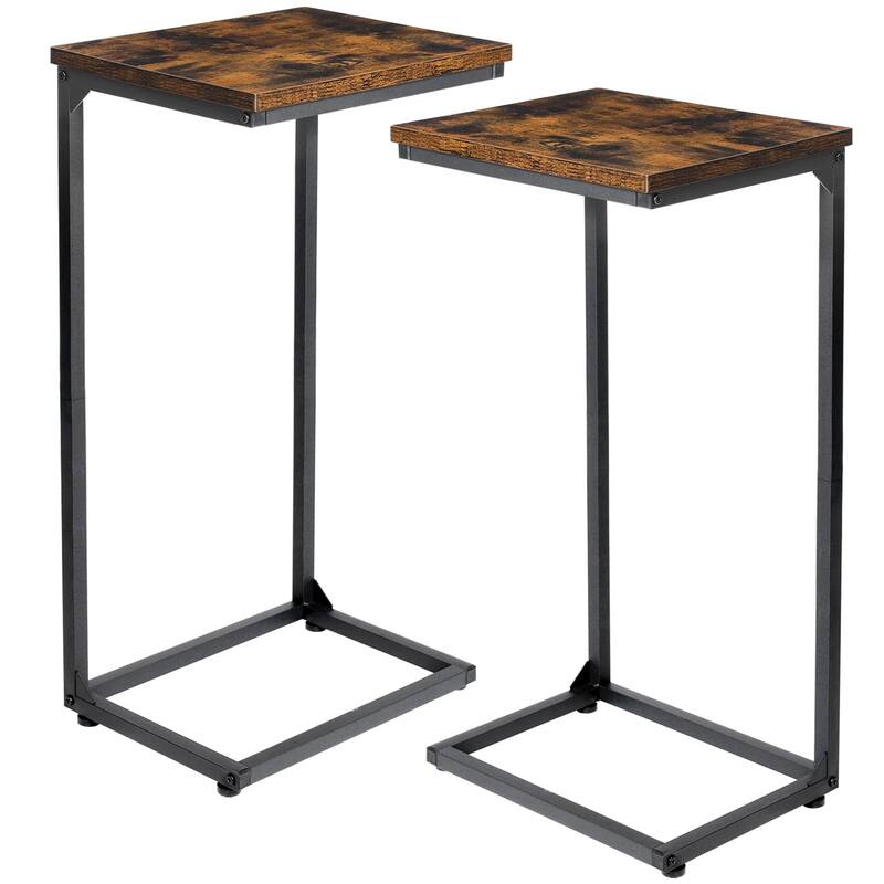 C Tables End Table, TV Trays Set of 2, Couch Table for Small Space, Bedside Tables for Living Room, Bedroom, Office - Brown