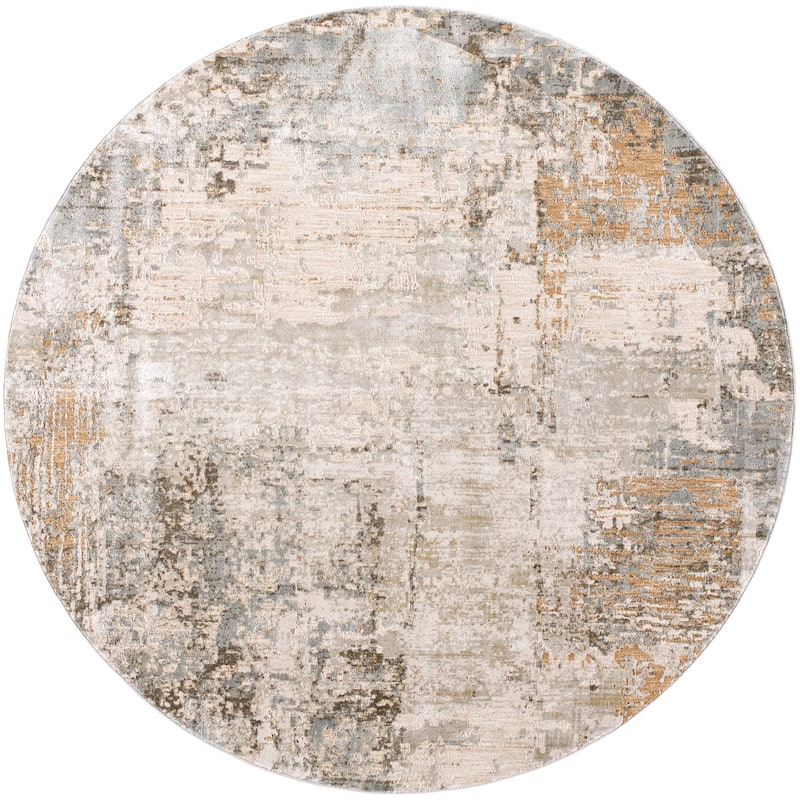 Livabliss Casual Brunswick Abstract Area Rug - 6'7" x 6'7" Round - Earth
