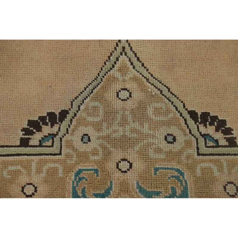 Tabriz Vintage Persian Area Rug Handmade Traditional Peach Wool Carpet - 9'7" x 12'8"