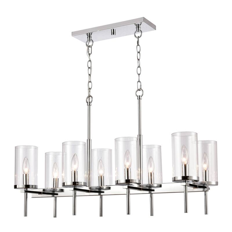 Oakland 32.5-inch Wide 8-Light Linear Chandelier in Black - 32.5in W - Chrome