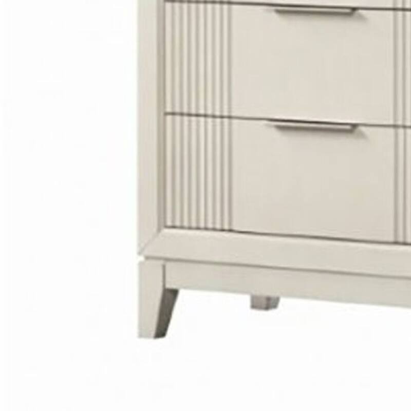 Toi Wide Dresser, 6 Drawers, Antique White Finished Solid Wood