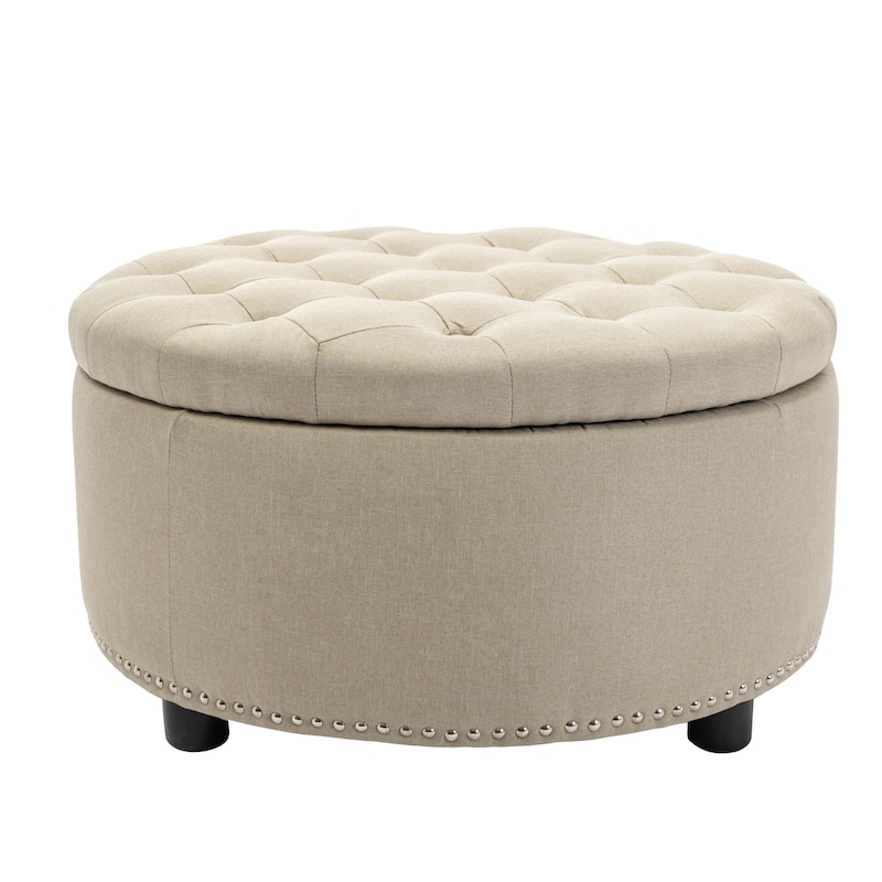 Porthos Home Nala Fabric Round Storage Ottoman