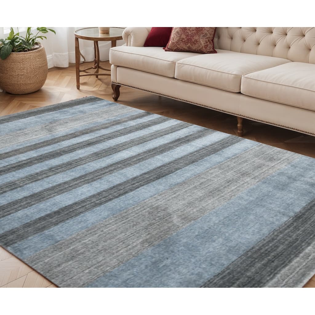 HomeRoots Striped Transitional Rectangle Area Rug