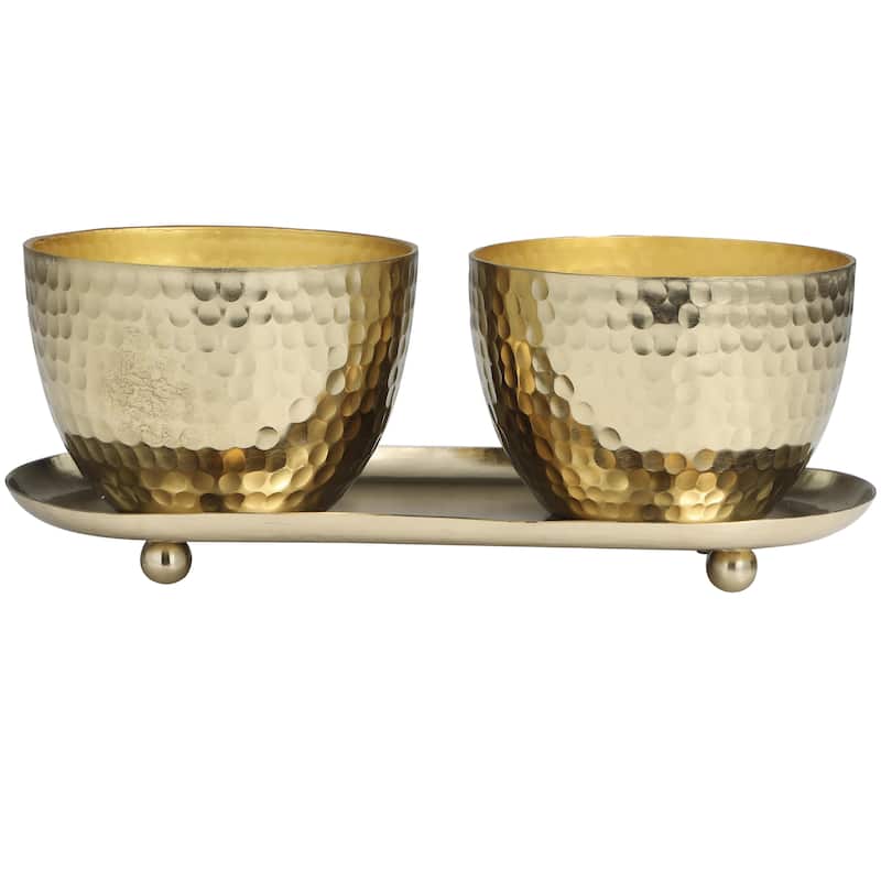 Metal Scented Hammered 10 oz 1 Wick Decorative Candle with White Wax - Set of 2 Gold, Silver, Copper - Roche River Decor