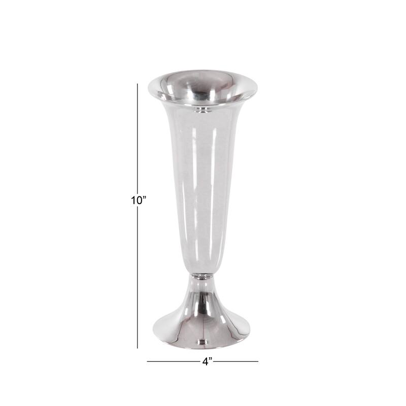 Silver Aluminum Metal Fluted Decorative Vase