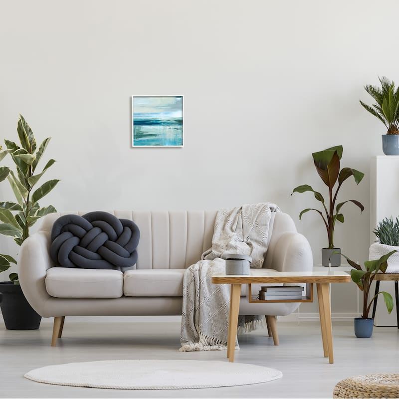 Stupell Abstract Ocean Horizon Modern Nautical Painting Blue Green Framed Wall Art