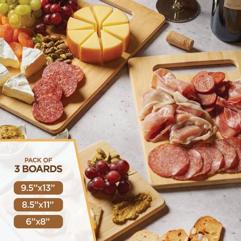 Bamboo Cutting Board Set - Wooden cutting board, Assorted Sizes of Bamboo Wood Cutting Boards & Chopping Board for Kitchen