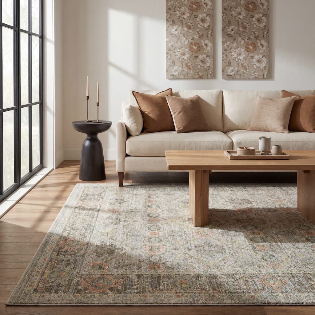 Kellan Vintage Floral Beige/ Multi Area Rug