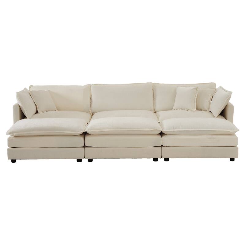 Deep Seat Reversible Modular 6 Seater U-Shaped Sectional Sofa 3 with Ottomans