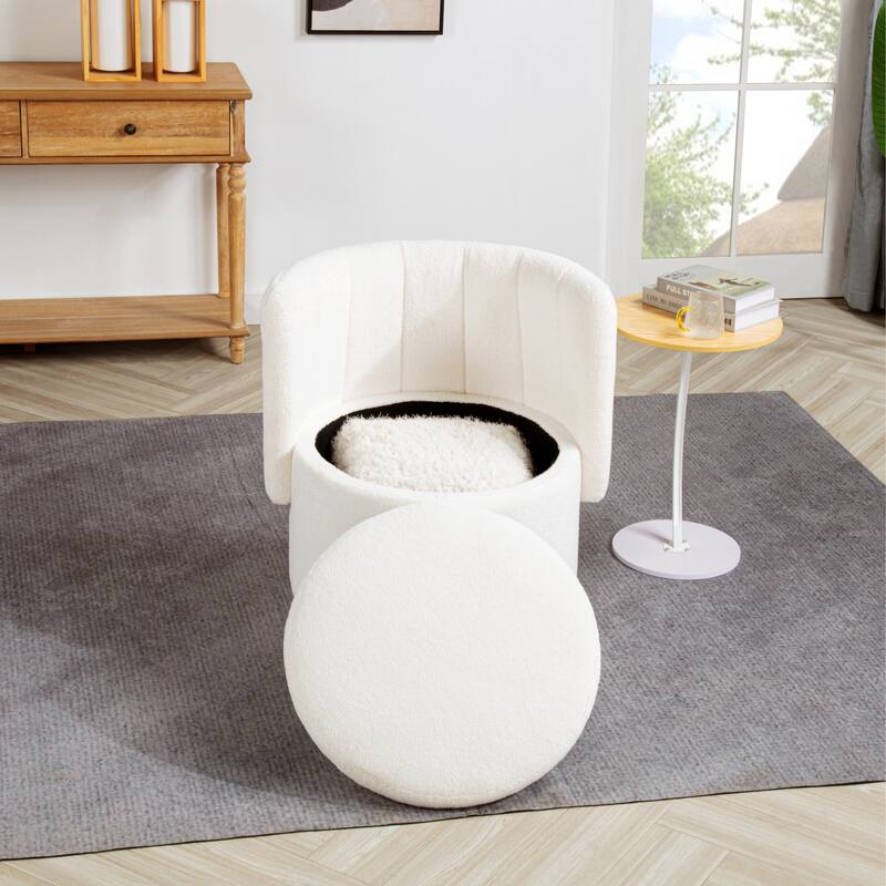 Boucle Swivel Chair with Storage Base